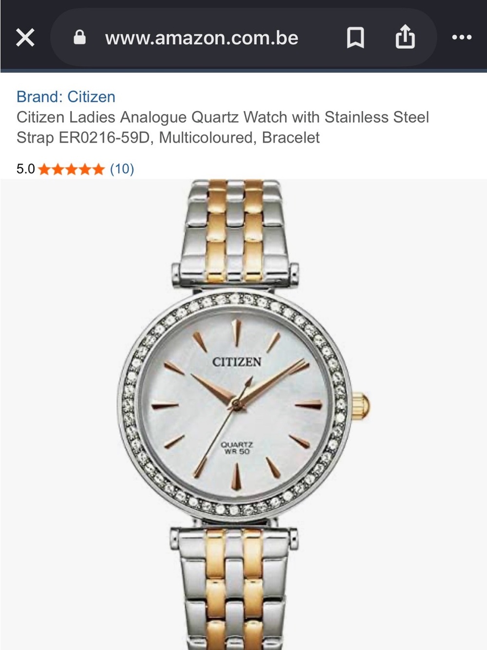 Women's Citizen two tone mother of pearl face watch